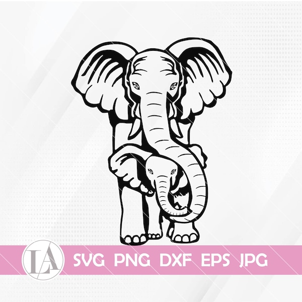 Elephant Svg | Mandala Elephant Svg | Mom hugging baby elephant | Silhouette Elephant Svg | Animal Svg | Elephant Clipart | Eps Dxf Png Jpg