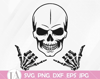 Spooky Skull Silhouette | Skull Svg | Spooky Svg | Halloween Svg | Silhouette Skull Svg | Cool Skull Svg | Trick or Treat Svg | Witch Skull