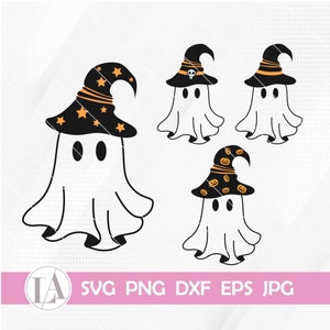 Cute Ghost Bundle | Ghost Svg | Cute Ghost Png | Halloween Svg | Witch Hat Svg | Halloween Pumpkins Png | Svg Eps Dxf Png Jpg