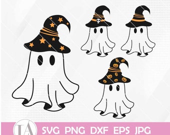 Cute Ghost Bundle | Ghost Svg | Cute Ghost Png | Halloween Svg | Witch Hat Svg | Halloween Pumpkins Png | Svg Eps Dxf Png Jpg