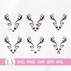 Christmas Reindeer Faces Bundle | Christmas Reindeer Svg | Cute Reindeer Svg | Girl Reindeer Svg | Boy Reindeer Svg | Reindeer Faces Png