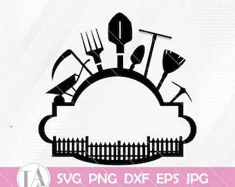 Garden Tools Svg | Gardening Logo Svg | Gardener Tools Clipart | Rake Svg | Garden Tools Svg | Farmhouse Svg |Shovel Svg | Png Dxf Jpg Eps