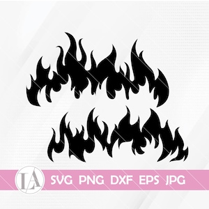 May include: Two black silhouette images of stylized flames. The flames are in a horizontal, wavy pattern.