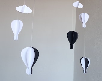 Hot air balloon mobile / Baby mobile / Montessori / Birth gift / Original creation / Suspension / Decoration / 3D