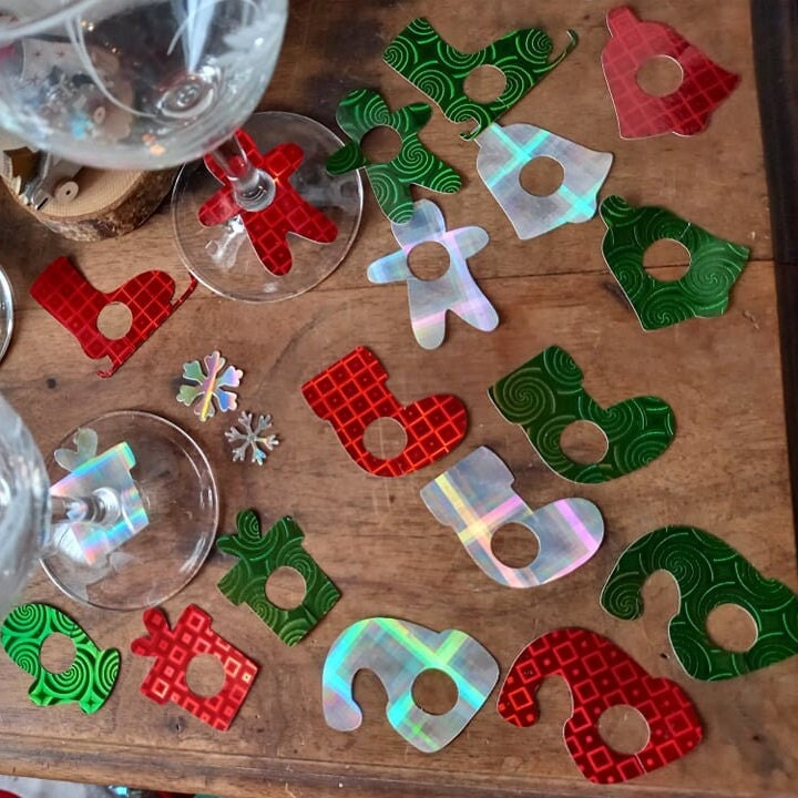 Marque Verre Noël/Création Originale Marque à Pied Réveillon Repas de Noël