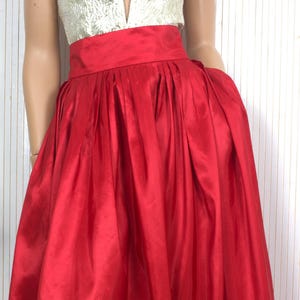 Midi taffeta skirt, red taffeta skirt, red skirt