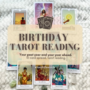 Lectura de Tarot de Cumpleaños - Lectura de tarot general para el próximo año - Lectura intuitiva personalizada y psíquica de 10 cartas