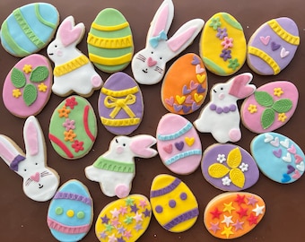 Easter cookies with icing decorated- Easter Gift- Bunny cookies-Easter egg cookies- Easter Gift ideas