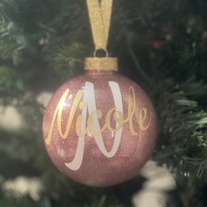 4 inch Personalized Glitter Ornament with Initial and Name