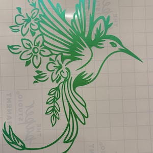 Hummingbird with Flowers Vinyl Decal