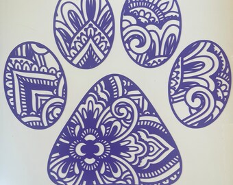Dog Paw Print Zentangle Vinyl Decal