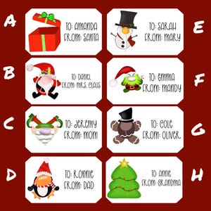 Custom Gnome Theme Christmas Gift Tags/Stickers | Personalized Christmas present tags | Stocking Name Tags