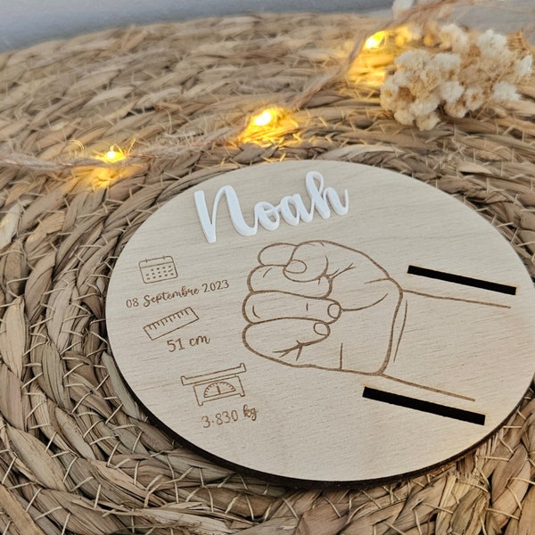 Support pour Bracelet de Naissance Personnalisé en Bois