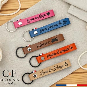 Porte-clés en cuir personnalisé – Cadeau malin – Homme, Femme, Maîtresse, Papi, Mamie, ATSEM ..