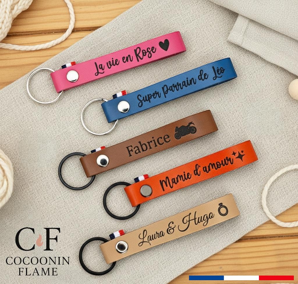 Portachiavi Ad Anello In Cuoio Colorato Rosso | Accessori Donna