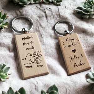Porte-Clés Personnalisés en Bois pour Papa / Papy / Parrain / Tonton ...