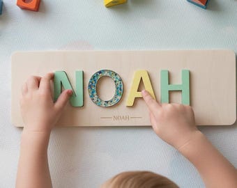Puzzle prénom personnalisé en bois – Jouet éducatif ludique et décoratif pour enfant