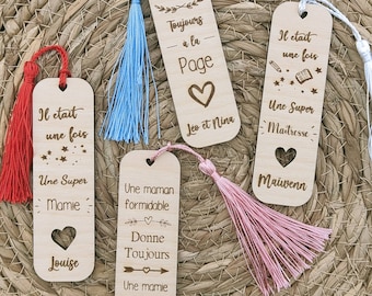 Personalized wooden bookmark (Gift for Mother's Day, Nanny, Mistress, Atsem, Grandma, Godmother...)
