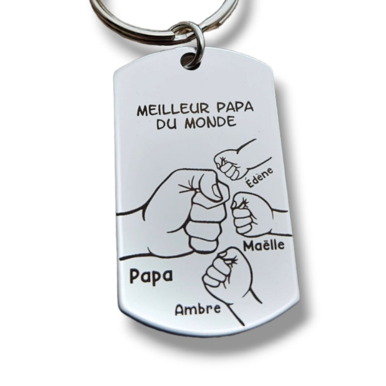 Porte-clés personnalisable en acier inoxydable Papa,Papy,Parrain, Tonton ... image 4