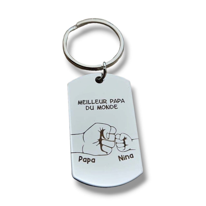 Porte-clés personnalisable en acier inoxydable Papa,Papy,Parrain, Tonton ... image 3