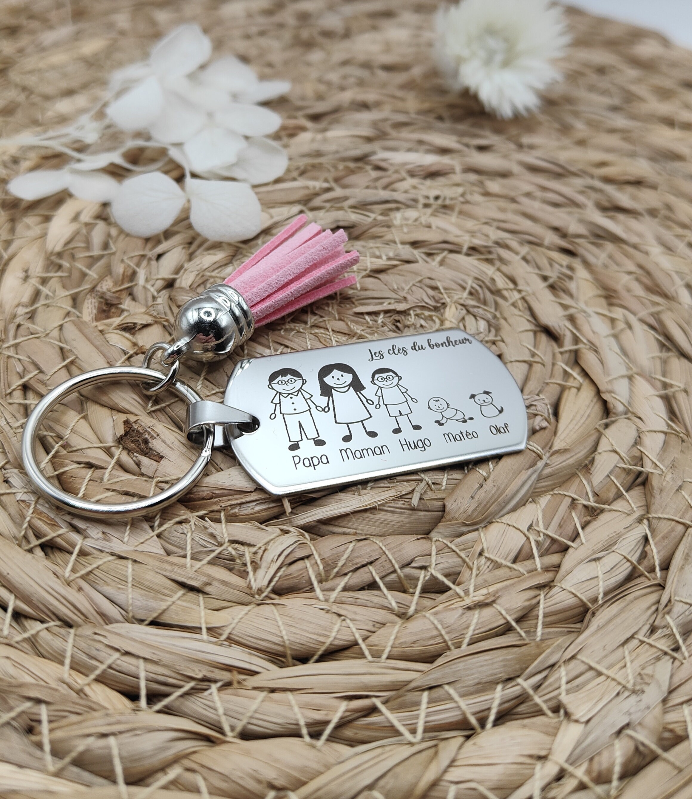 Porte clé personnalisé gravé famille en inox arbre de vie - Porte clés en  inox - creationsdere