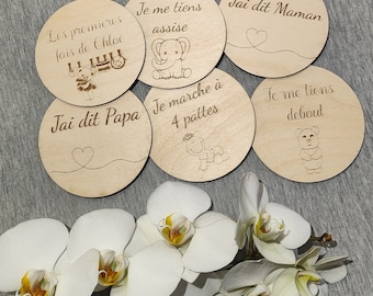 Cartes etapes en bois " Mes premieres"