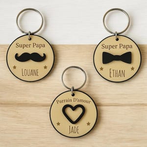Porte-clé personnalisé Papa, Papy, Parrain, Tonton ... Le cadeau qui le suit partout