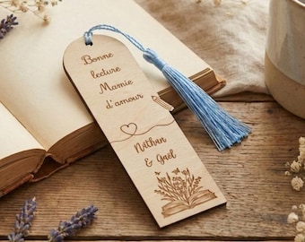 Marcapáginas de madera personalizado (Día de la Madre, Regalo de fin de año, Maestra, Niñera, Asistente de enseñanza, Regalo para la abuela...)