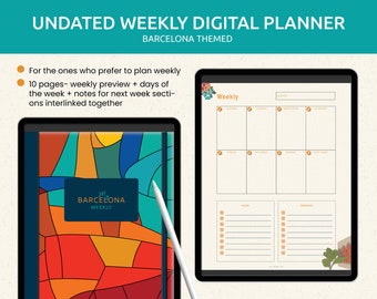 Barcelona Wochenplaner Digital: Undatiert, mit Hyperlink (für Tablets)