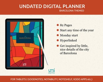 Barcelona Digitaler Planner: Undatiert, verknüpfte Tabs (Für Goodnotes, Notability, Xodo)