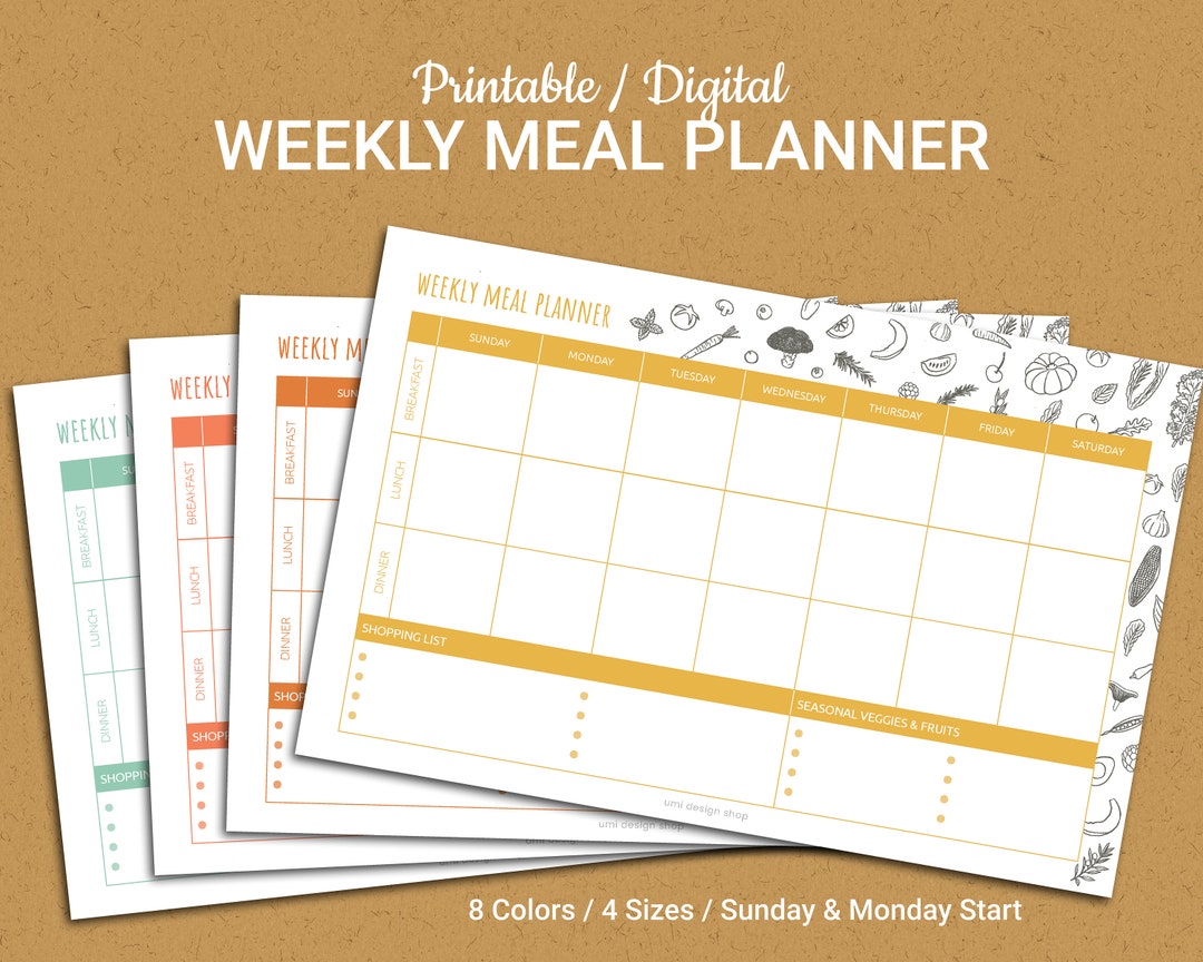 Printable/ Digital Weekly Meal Planner - Etsy