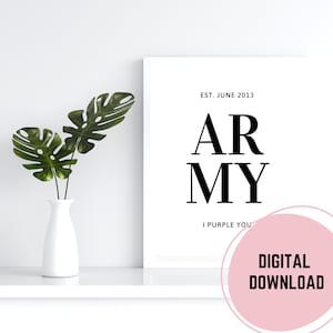 I Purple You Printable Wall Art | Kpop decor, Kpop Quotes, Kpop Poster, Minimalist Wall Art, Digital Print, Instant Download, Kpop Merch