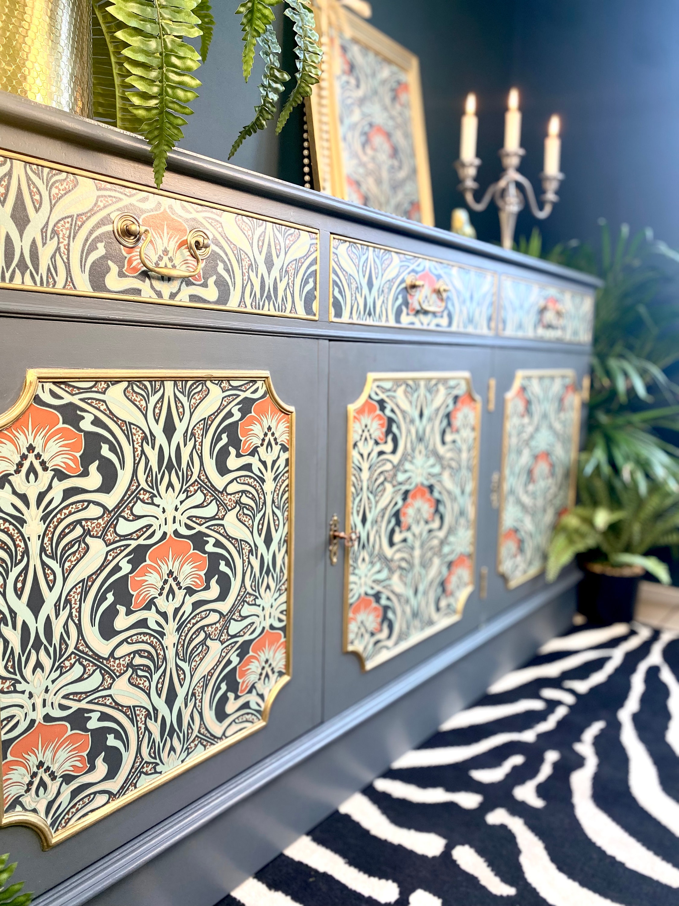 Upcycled Vintage Sideboard TV Unit William Morris Print Etsy UK