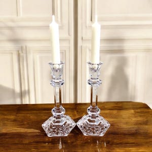 Portacandele vintage in cristallo Galway: eleganti candelieri in vetro tagliato