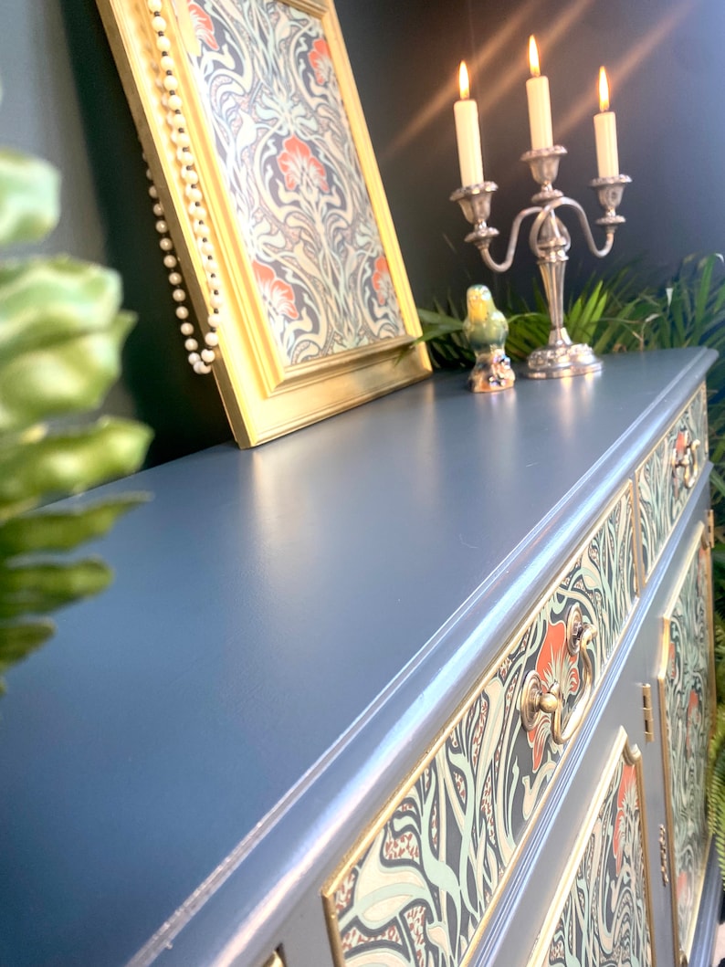 Upcycled Vintage Sideboard TV Unit William Morris Print Etsy UK