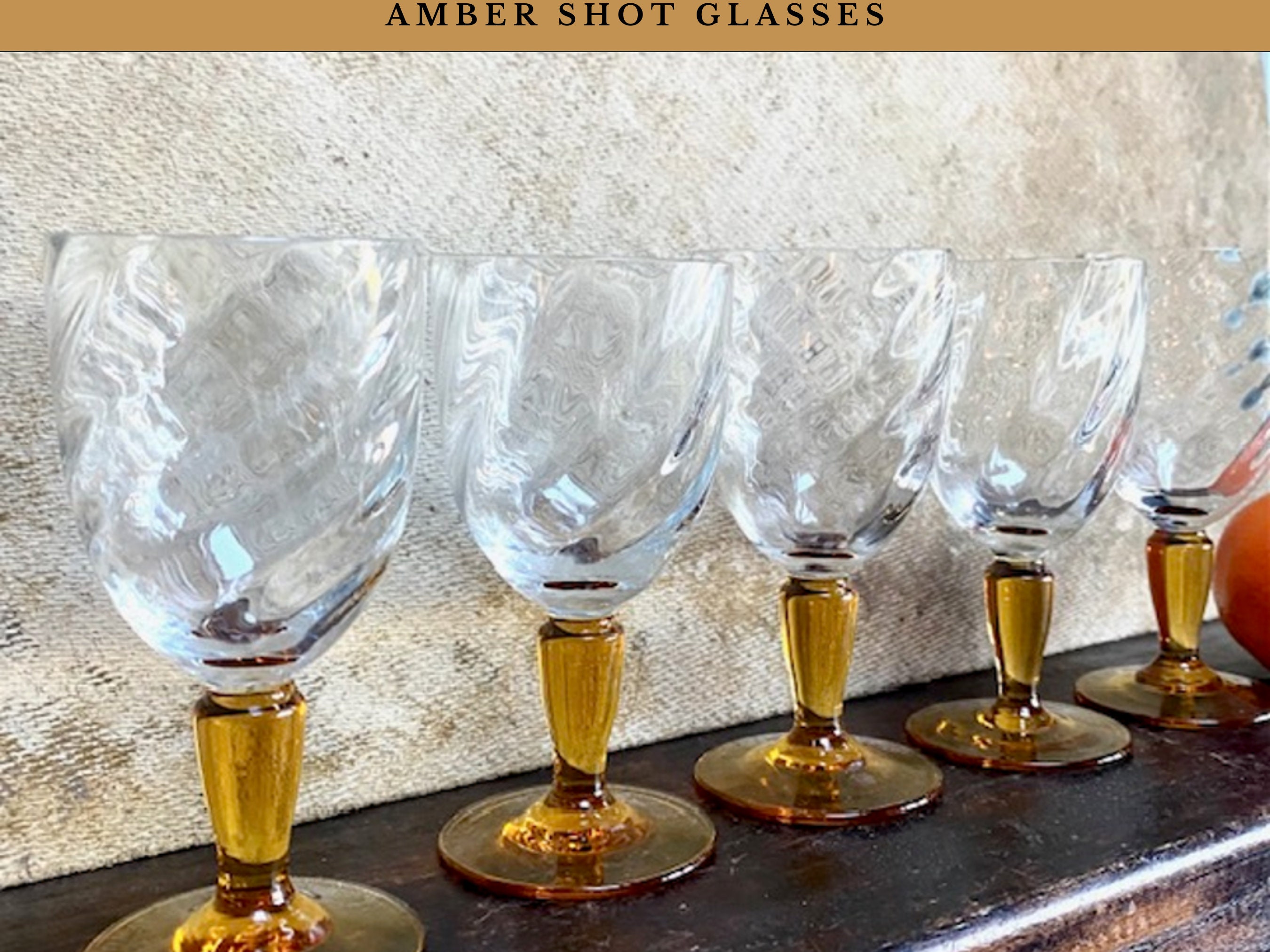 Vintage, Retro, Amber, Shot, Glasses, Set of 5 , Housewarming Gift, New