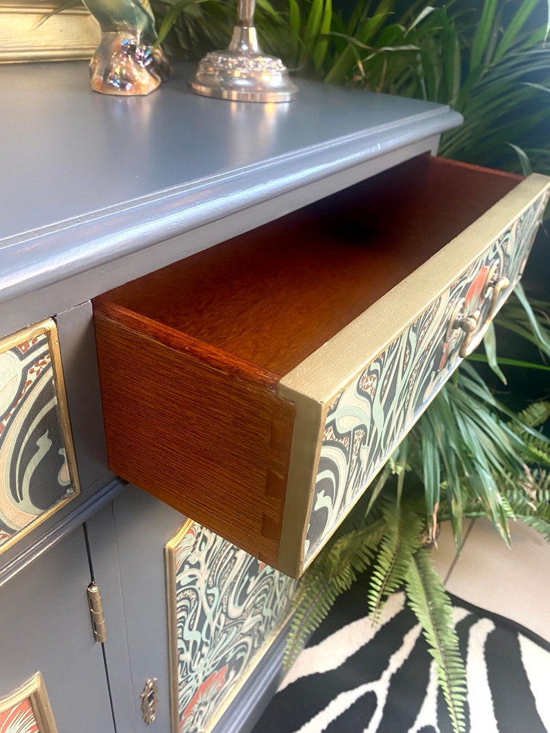 Upcycled Vintage Sideboard TV Unit William Morris Print Etsy UK