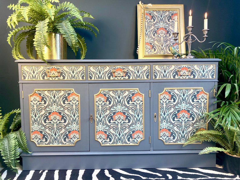 Upcycled Vintage Sideboard TV Unit William Morris Print Etsy UK