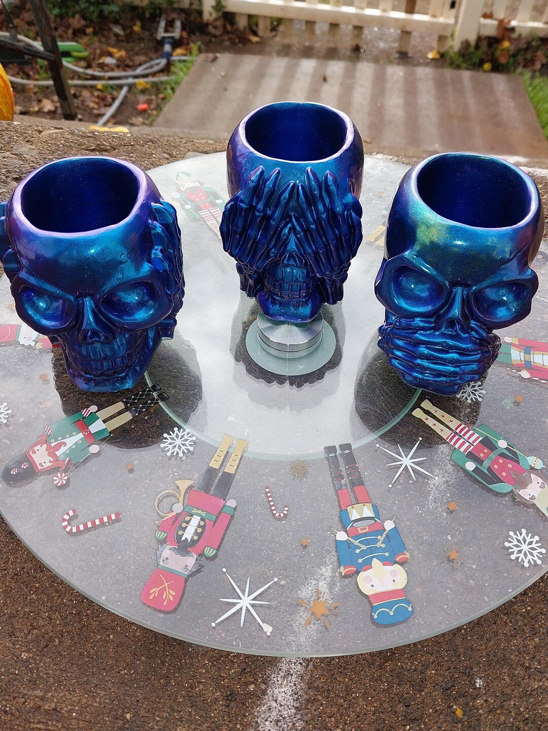 No See or Hear or Speak Evil Garden Flower Pot with LED Light
