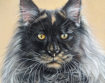 Cat Dog Pet portrait custom painting from photo - pastel paintig