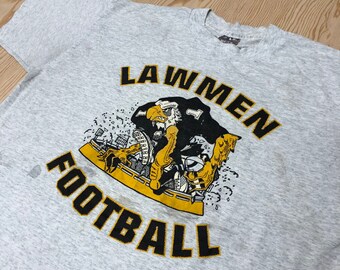 Vintage 90s Single Stitched Football Graphic Sports Tee Shirt/ Made In USA University Style Tee