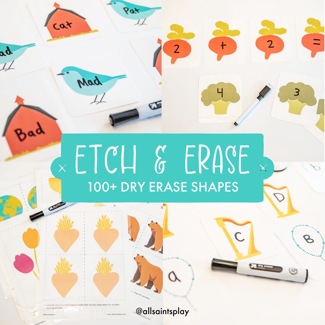 Etch & Erase Reusable Dry Erase Shapes Bundle Homeschooling Printable