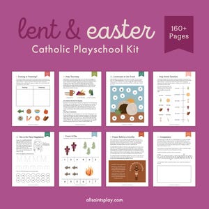 Fastenzeit & Ostern Katholischer Kindergarten-Kit | Arbeitsblätter, Handwerk, Briefe, Vorschule, Kindergarten, Karwoche, Ausmalseiten, Tugenden, Gebet