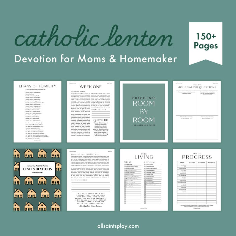 Catholic Lenten Devotion for Moms, Home Organization Guide & Cleaning Checklists for Homemakers, Motherhood Routine Planner image 1