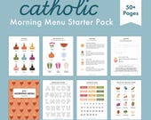 Catholic Morning Menu | Monthly Devotions for Morning Basket, Easy Liturgical Living Activities, Preschool Prayers, Kindergarten Tracing