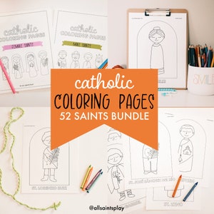 Páginas para colorear católicas: paquete de santos / Educación católica en el hogar, actividades de santos para niños, imprimibles católicos