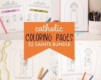 Catholic Coloring Pages: Saints Bundle | Catholic Homeschooling, Saints for Kids Activity, Catholic Printables