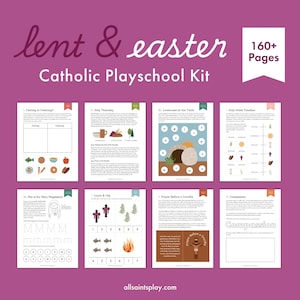 160+ Page Catholic Lent and Easter Workbook | Holy Week Activities, Lenten Devotions for Preschool, Kindergarten Homeschool Catechism