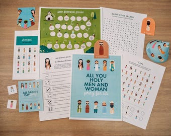 All Saints Day Party Celebration Kit | Learn About the Saints, Catholic Homeschool, Decor & Games for Catholic Party, Litany of Saint Print