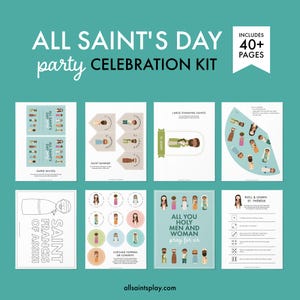 All Saints Day Party Celebration Kit | Parish Activity, Homeschooling, CCD, Catholic Classroom, Saint Coloring Pages, Games, Crafts